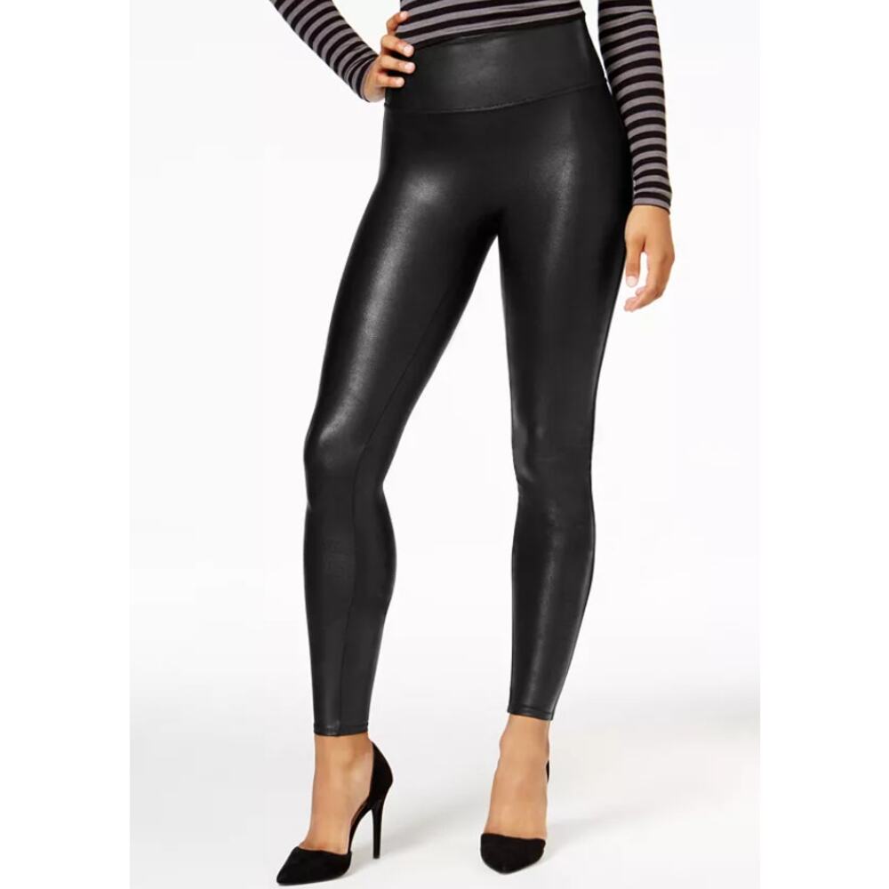 SPANX Women's Black Faux Leather Leggings Size Medium